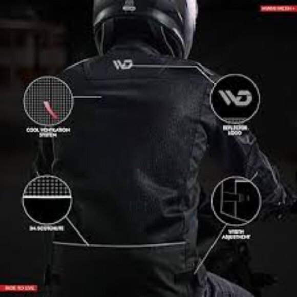 WD Miami Black Mesh Moto Jacket – Men’s Motorcycle Jacket –S - Picture 3 of 3